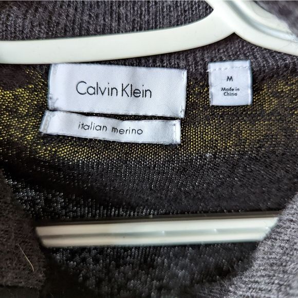 Calvin Klein Black Half Zip pullover Sweater Italian Merino - Picture 3 of 3